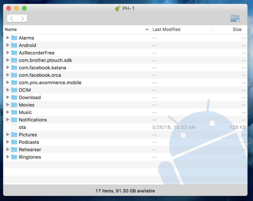 Backup Android Files on Mac using Android File Transfer