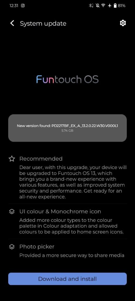 Android 13 update for iQOO 9T