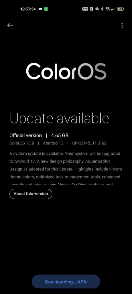 Oppo Find X3 Lite Android 13 Update