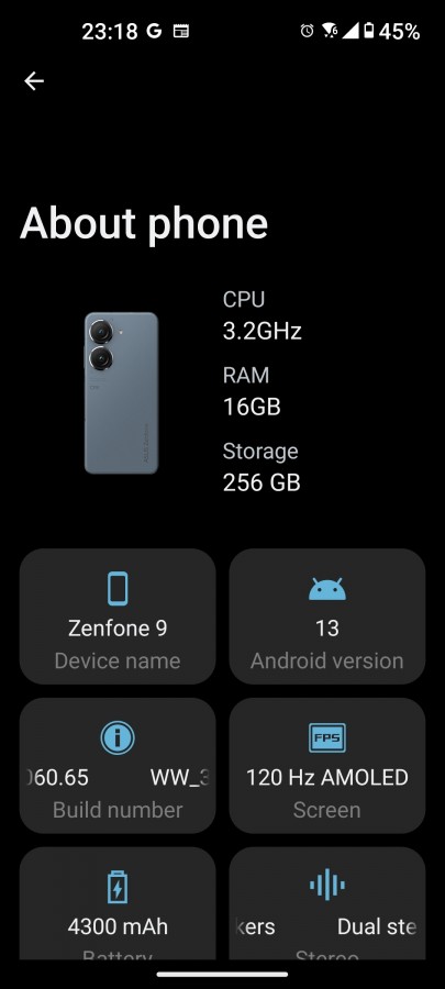 Asus Zenfone 9 Android 13
